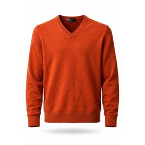 Brooks Brothers 100% Cashmere Sweater Mens Medium Orange V-Neck Made in Scotland